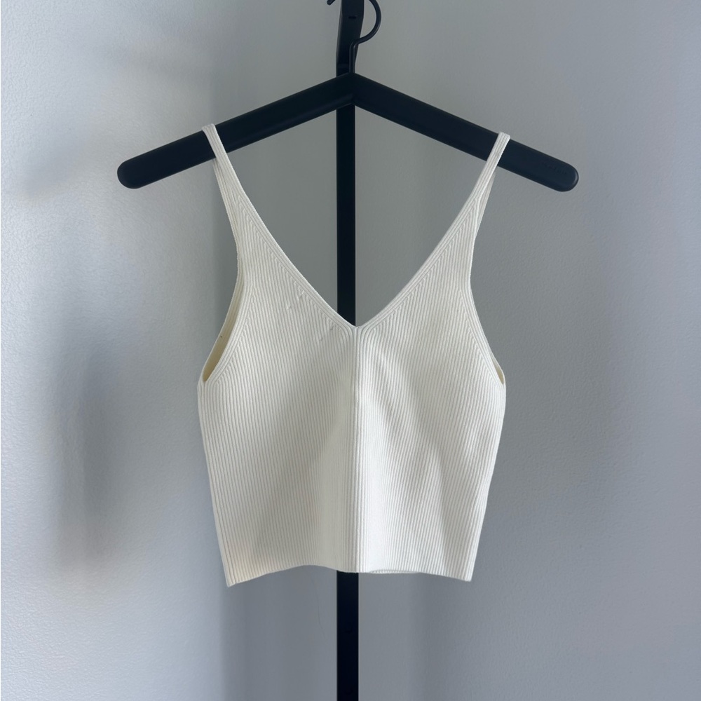 White Ribbed Crop Top - Picture 5 of 5
